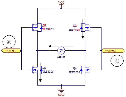 P-NMOS管H桥