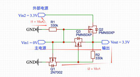 MOS管 电源自动切换 0压降